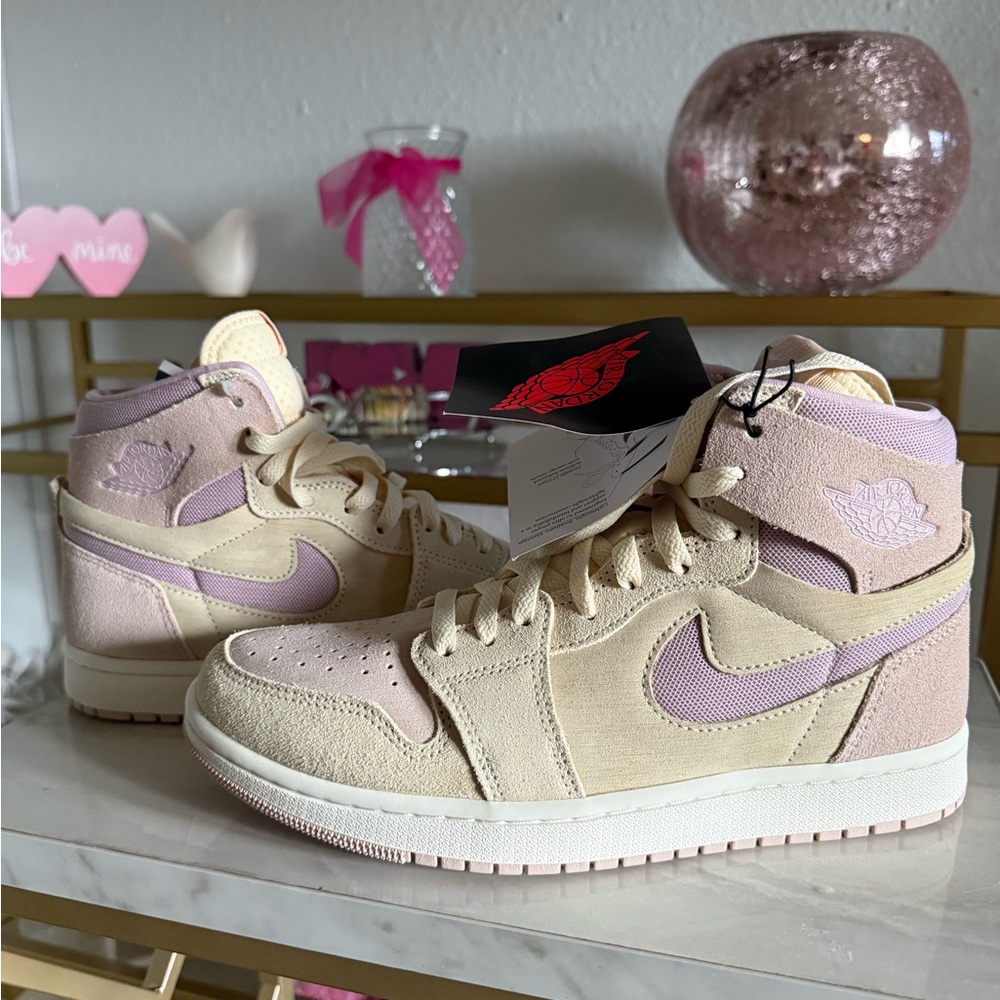 Nike Women's High-Top Sneakers in Cream and Light Pink